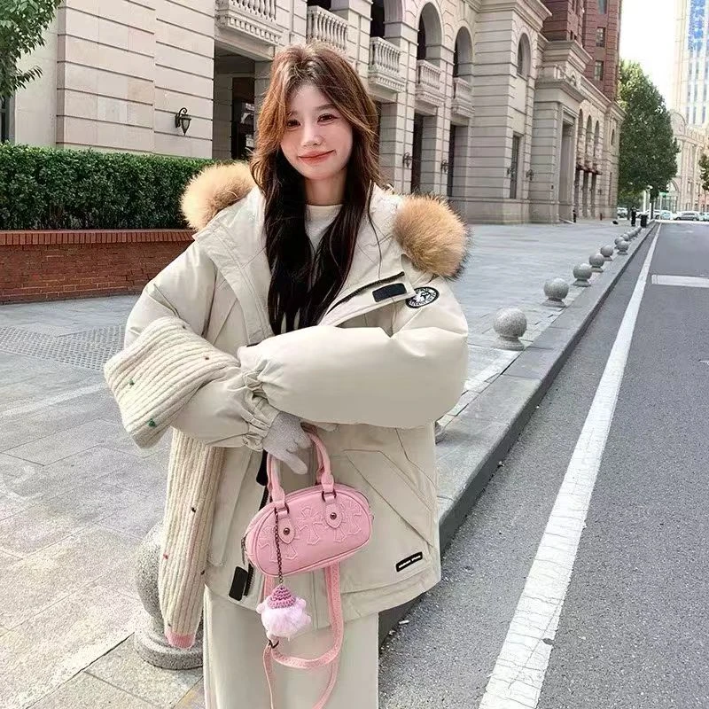 2025冬季新款大码女装冬季新款夹棉毛领工装派克服