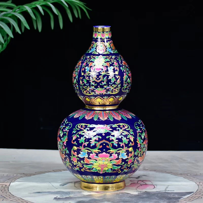 景德镇掐丝珐琅工艺蓝色葫芦