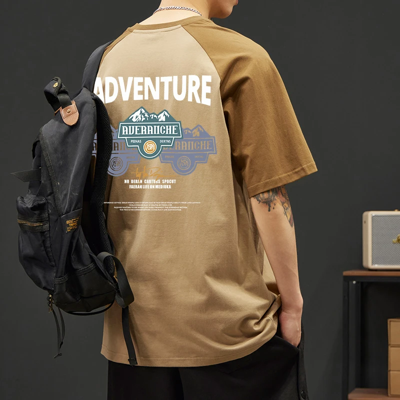 实拍男装纯棉重磅240克街头短袖男夏季潮牌字母印花宽松中性风T恤