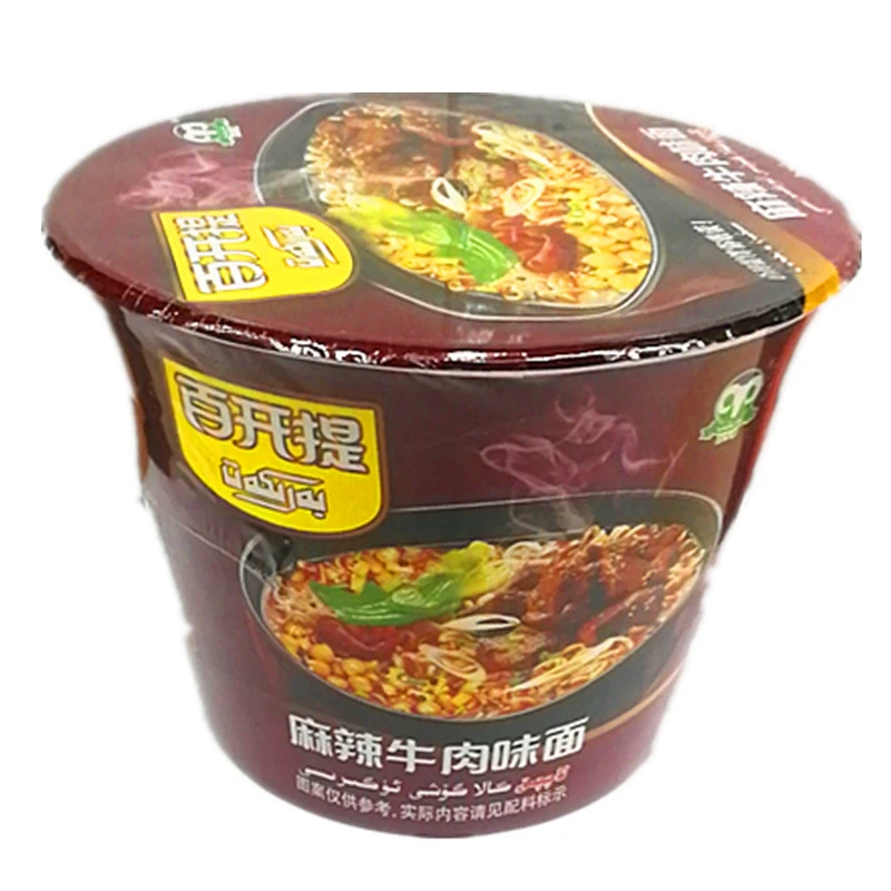 百开提桶装麻辣牛肉面105g بەرىكەت تەييار چۆپ (ئاچچىق)