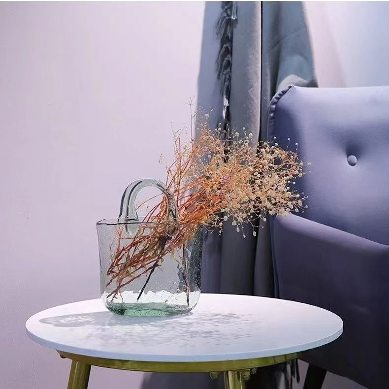 颜透明玻璃气泡手提包轻奢简约创意玻璃花瓶高级感装饰颜色随机