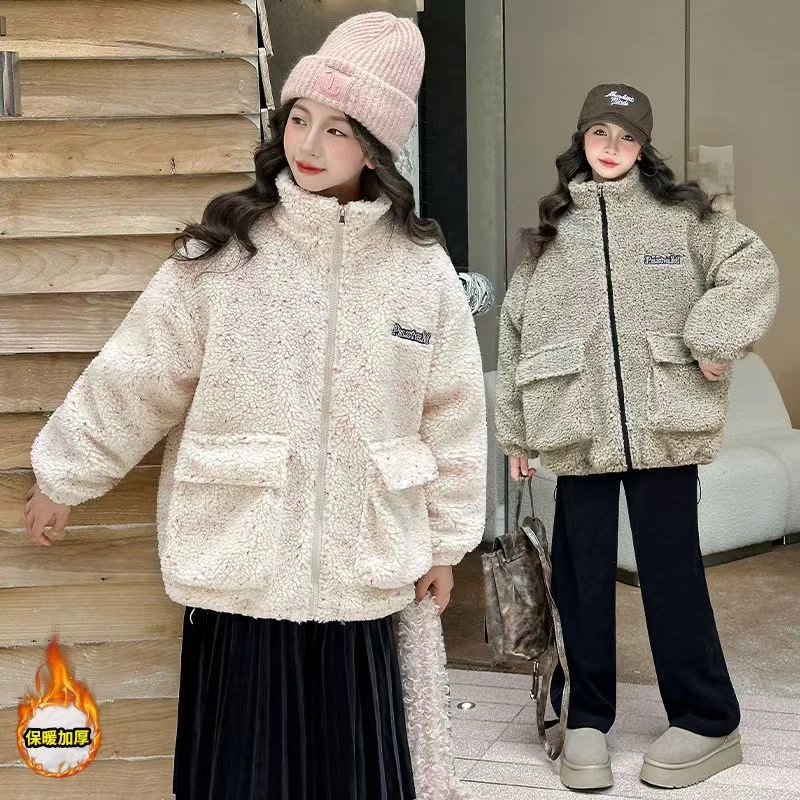 3456女童秋冬夹棉毛毛衣