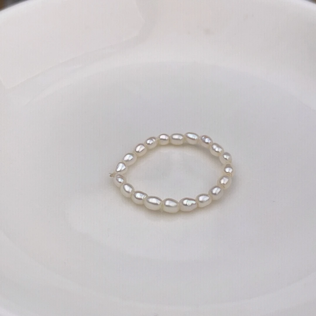 银S925镶嵌戒指（开口戒）淡水珍珠