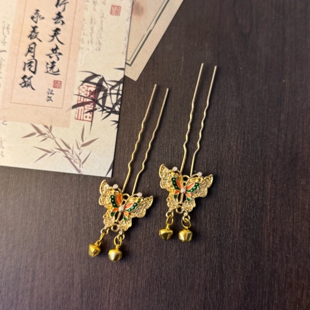 【珐琅彩•铃铛蝴蝶】古风汉服配饰