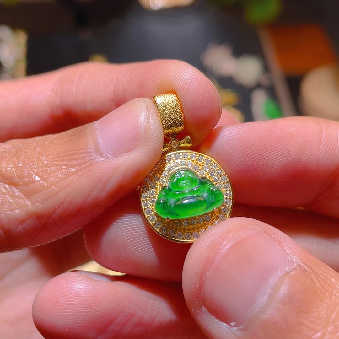 翡翠吊坠(不含链)银S925镶嵌