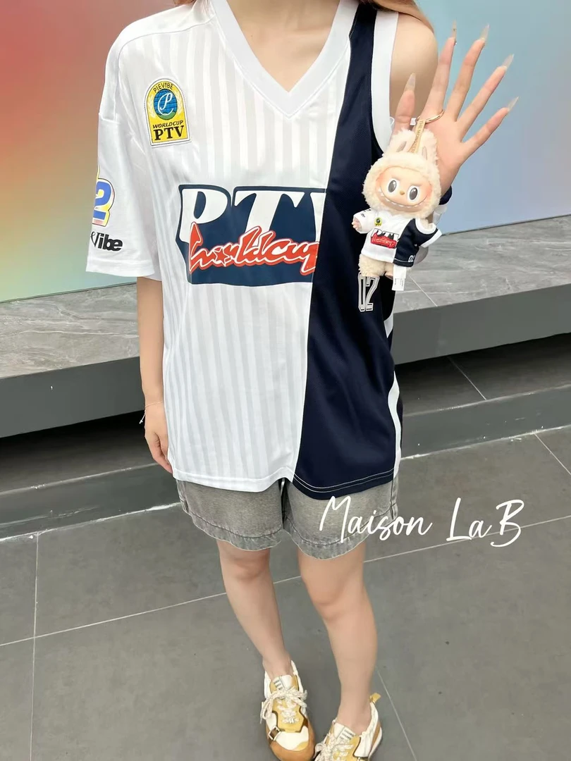 pv拉拉队双拼球衣T恤