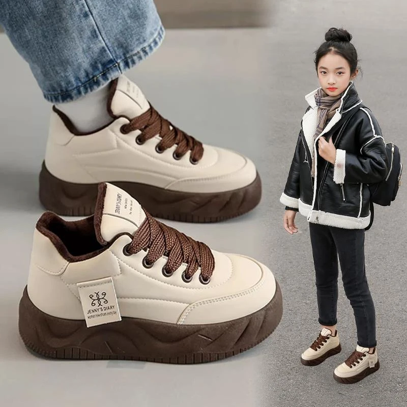 女童鞋子2025秋冬新款儿童运动鞋女孩休闲鞋加绒板鞋中大童小白鞋