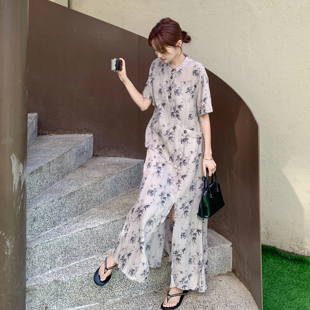 今年流行爆款洋气显瘦遮肉设计感国风新中式高级感印花连衣裙夏装