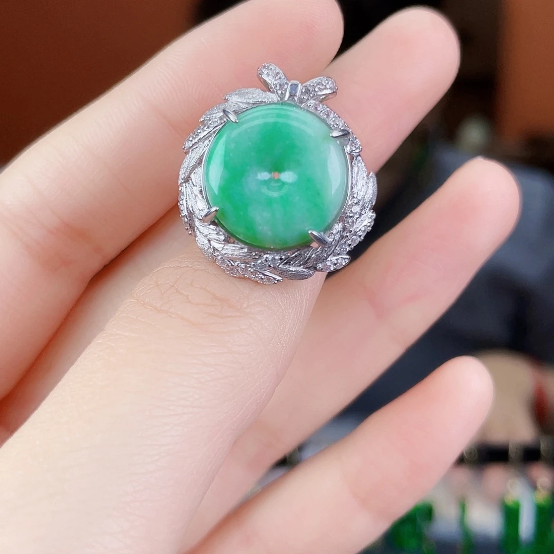 翡翠银S925镶嵌耳饰