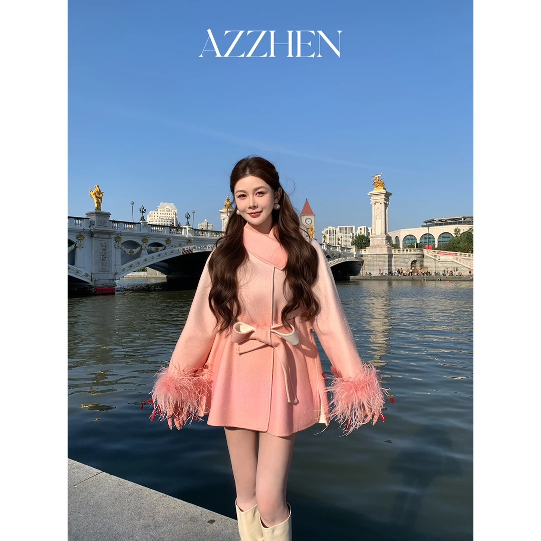 AZZHEN一周年10/18-10/20【丁达尔渐变】高支澳毛鸵鸟拼火鸡毛大衣