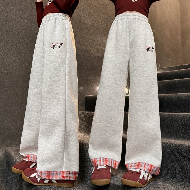 女童裤子2025新款春装大儿童春秋季网红洋气运动休闲直筒阔腿卫裤