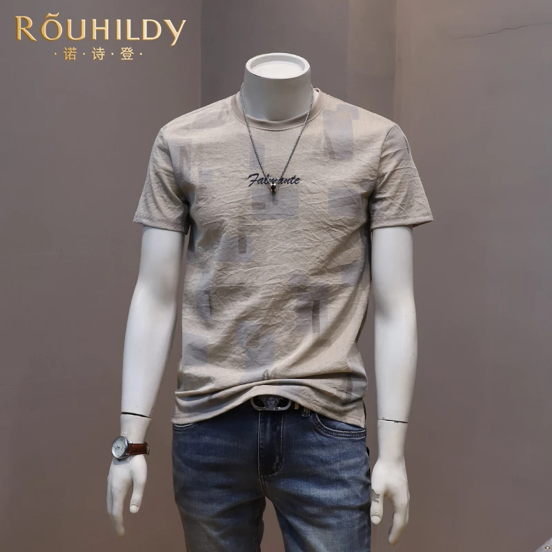 Rouhildy短袖T恤男2025新款圆领休闲半袖上衣夏季薄款男士体恤衫