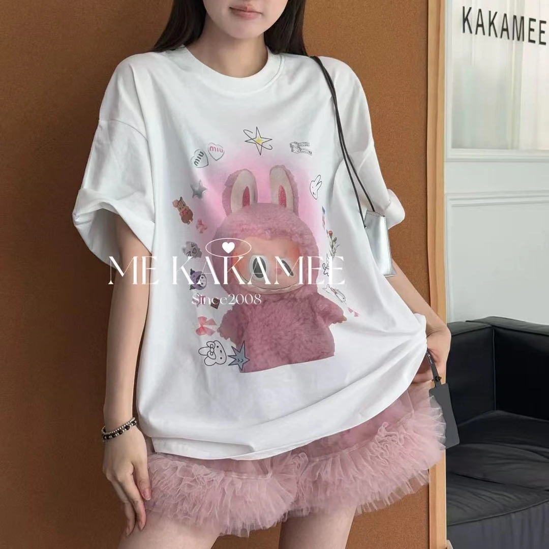 【温柔睡后】宽松卡通休闲T恤夏季百搭显瘦时尚潮流印花个性