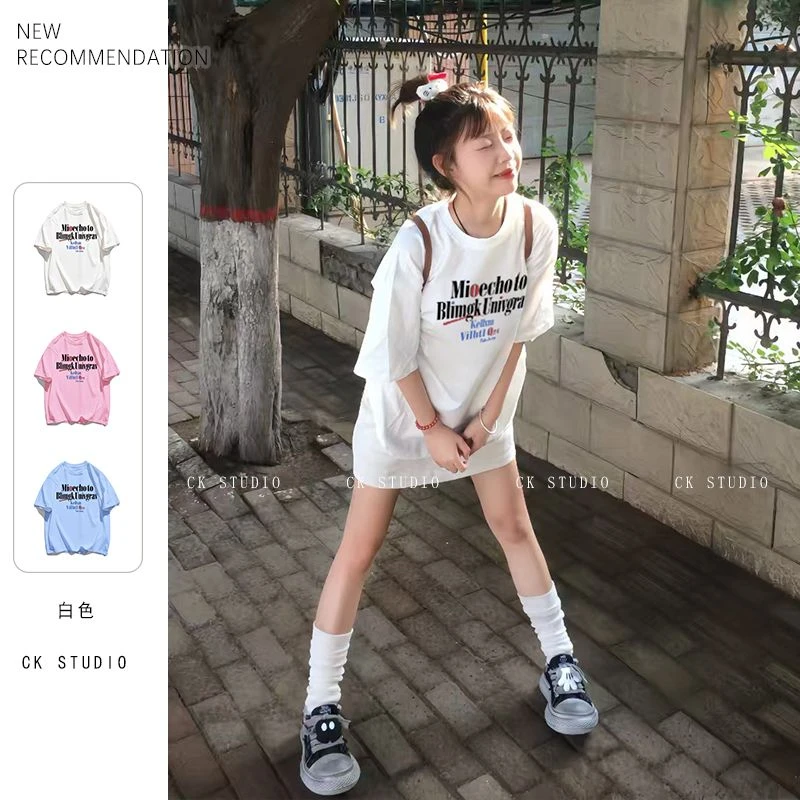 2025开春oversize通勤小众潮牌上衣美式复古风纯棉短袖t恤#T4652