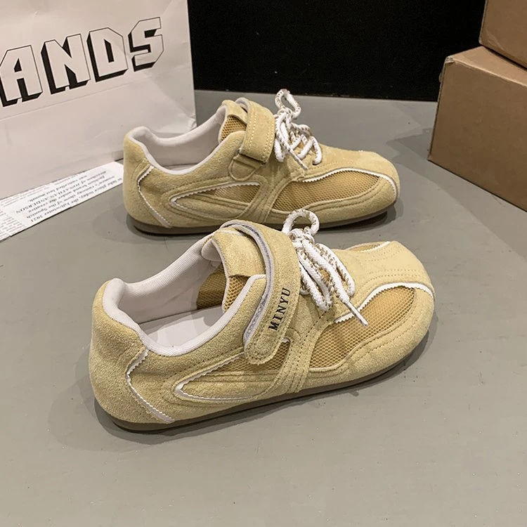 复古芭蕾风阿甘女款2025秋季新款魔术贴板鞋透气厚底鞋女夏季