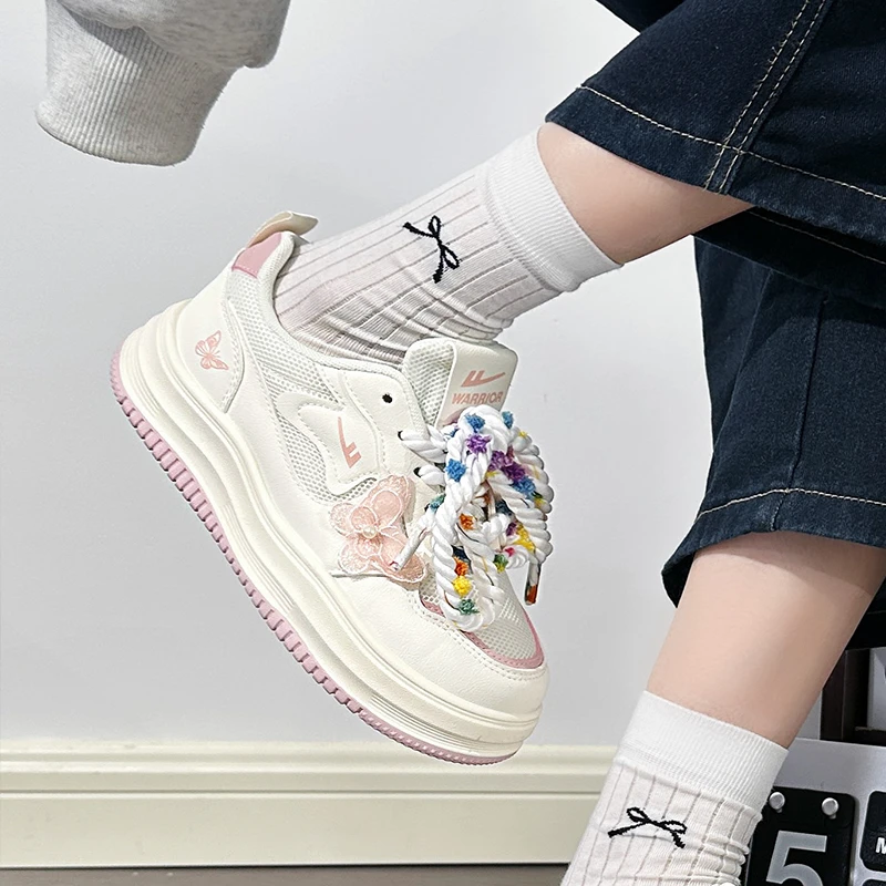 回力网面蝴蝶小白鞋女2025夏季新款原创学生透气百搭厚底休闲板鞋