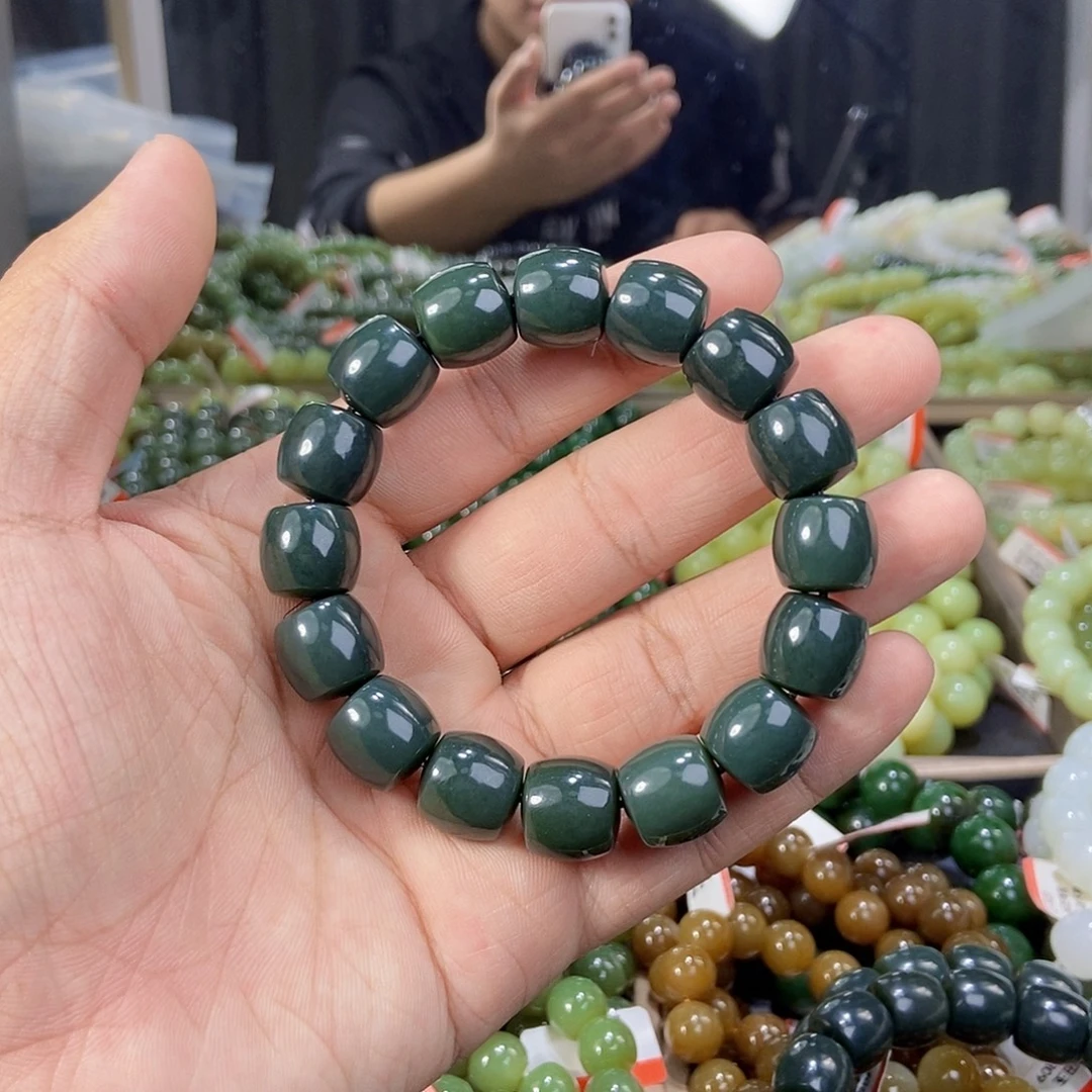 和田玉未镶嵌手串天然卡14且末料沙枣青多样性拍一发一
