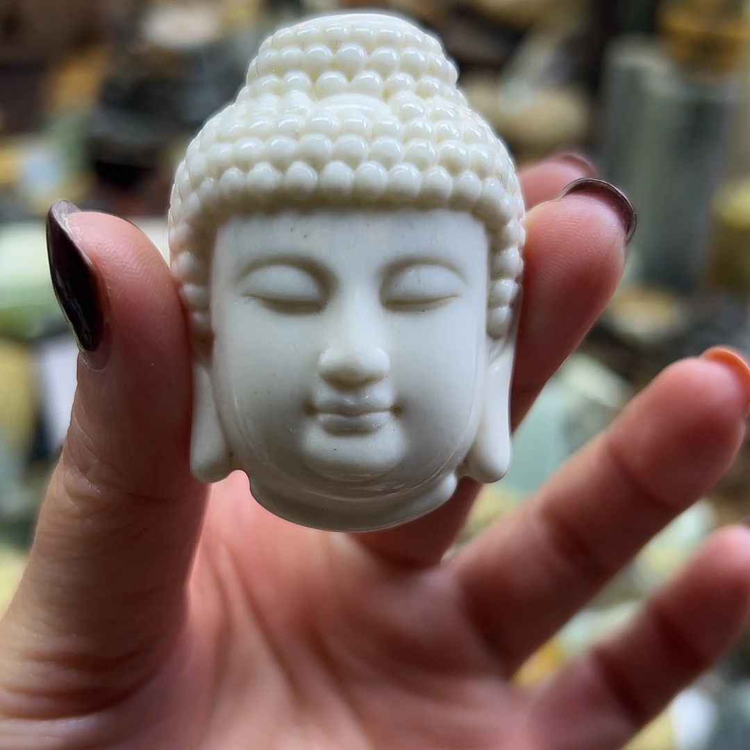 岫玉未镶嵌颈饰花玉骨瓷白佛头