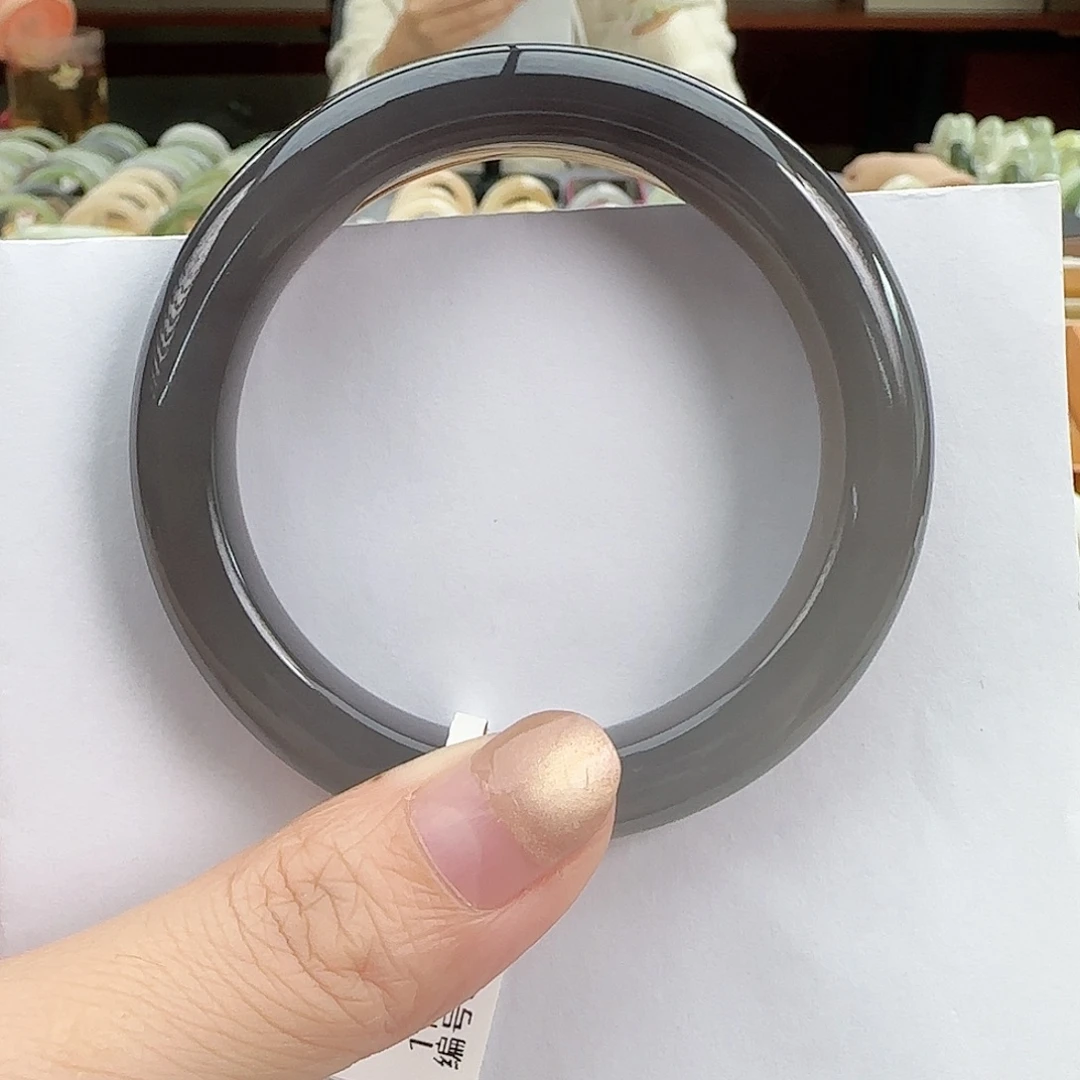 和田玉未镶嵌手镯冰润 烟紫渐变意境正圈54-55