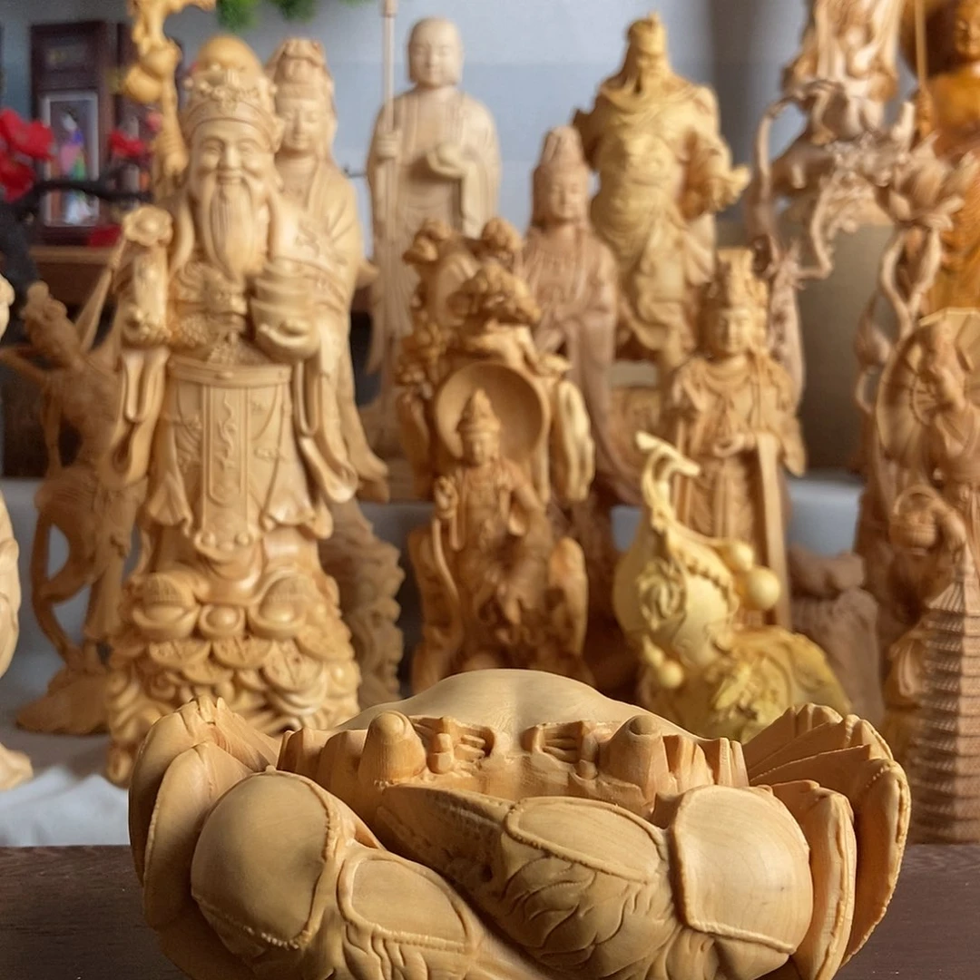 木建*小叶黄杨木雕打螃蟹