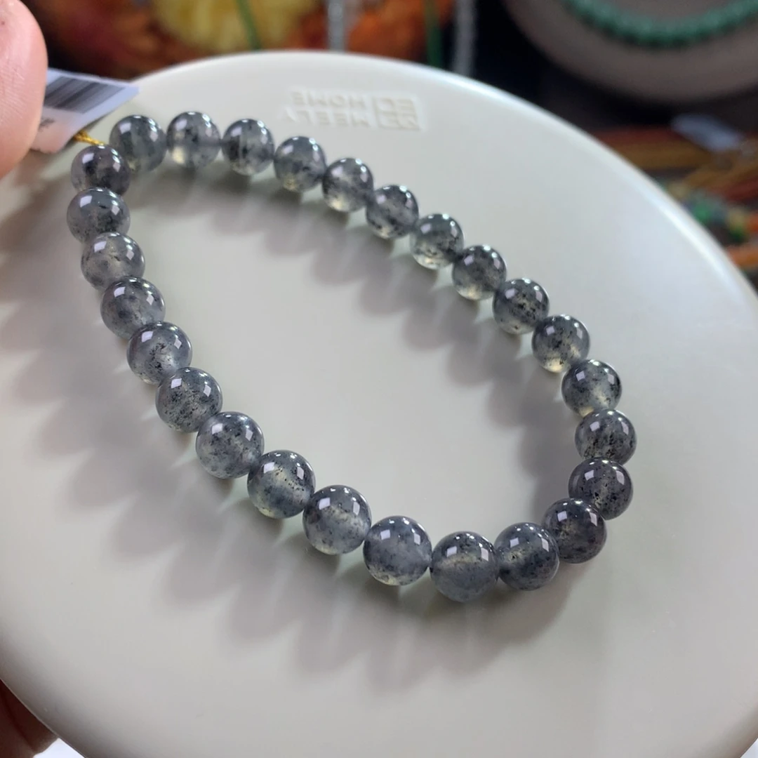 翡翠未镶嵌手链冰胶满天星黑冰乌鸡单圈 卡7