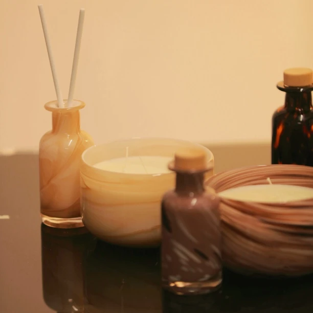 大理石纹人工琉璃杯香薰蜡烛