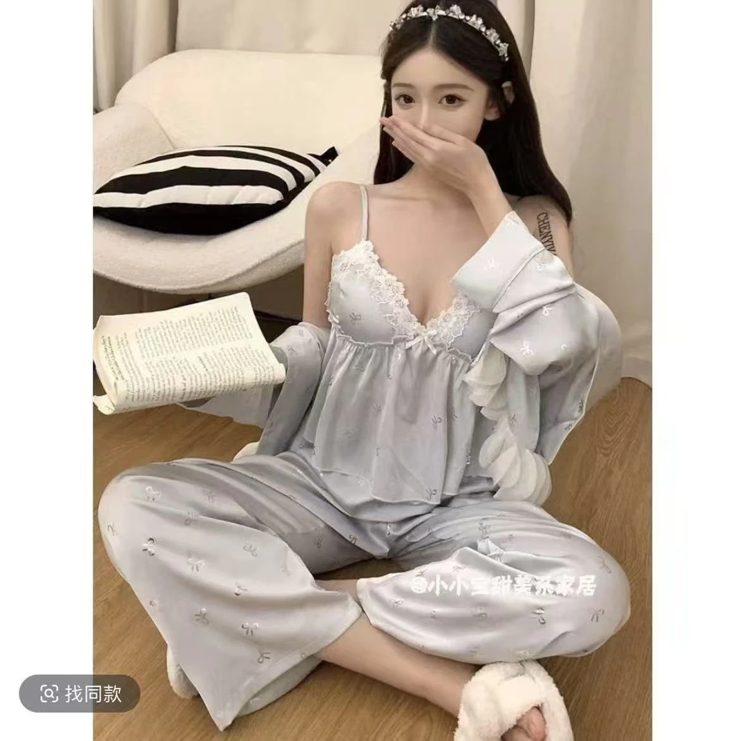 2024【 梦蝶】法式女夏季新款高级感冰丝家居服