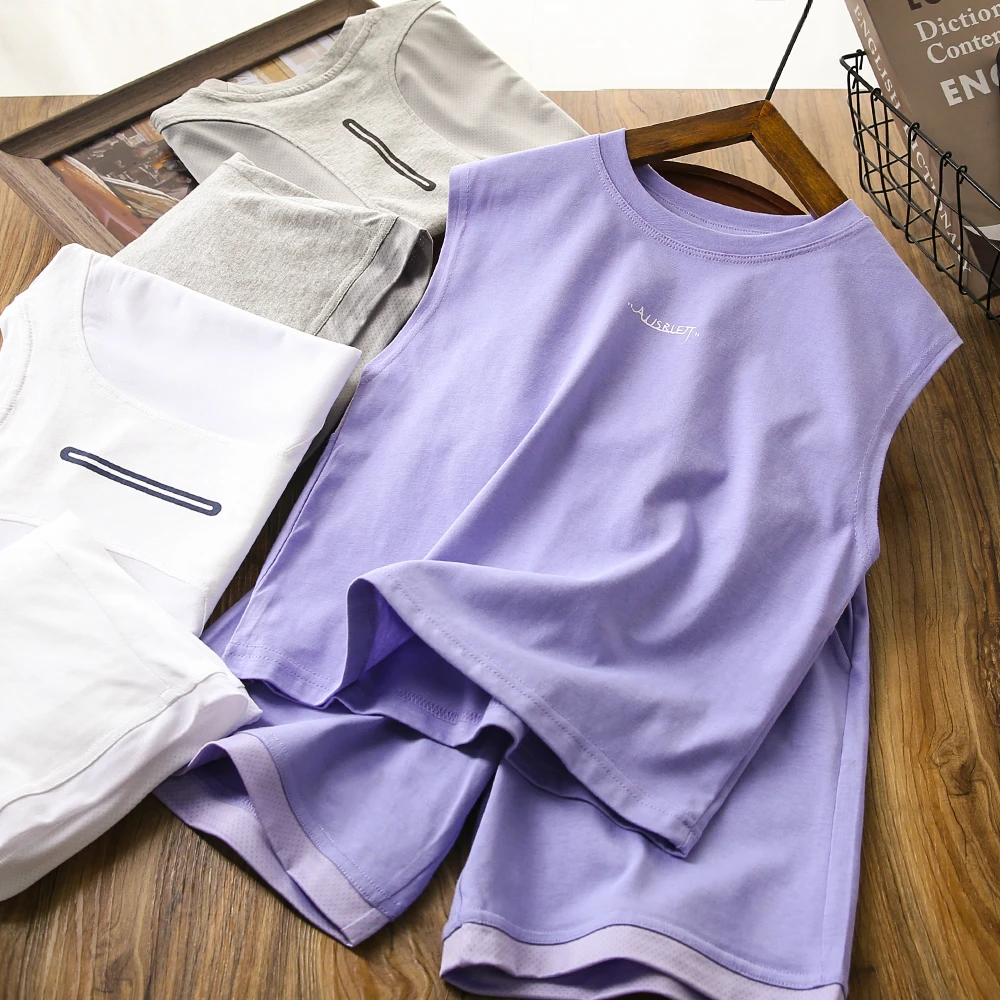 儿童男童夏季新款字母拼接网眼透气背心套装中大童两件套XS75