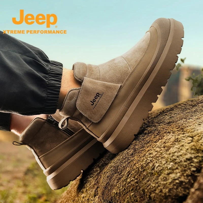 Jeep/吉普秋冬款时尚百搭休闲厚底马丁靴户外防滑防水登山徒步鞋