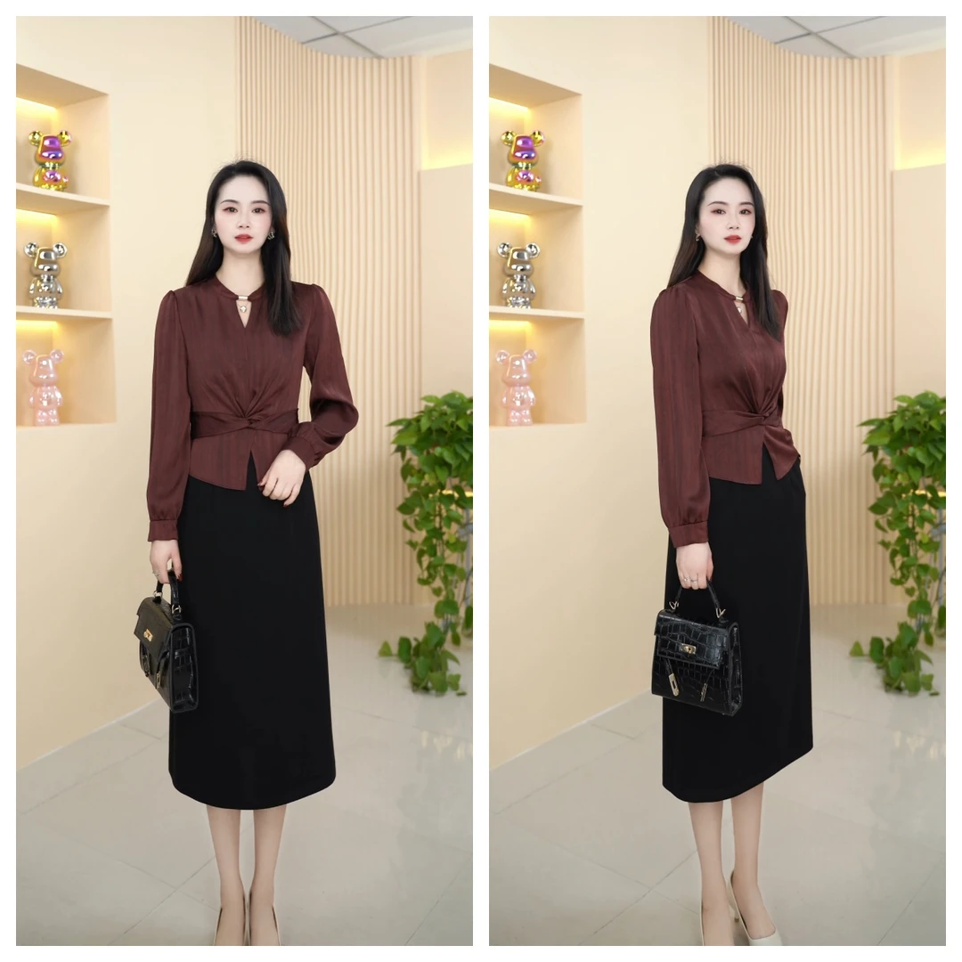 【伊曼】2025春季新款小香风气质修身显瘦百搭假两件连衣裙DY5010