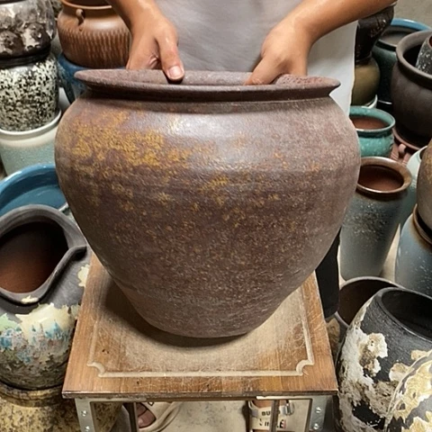 紫砂花盆口27高度28铁锈