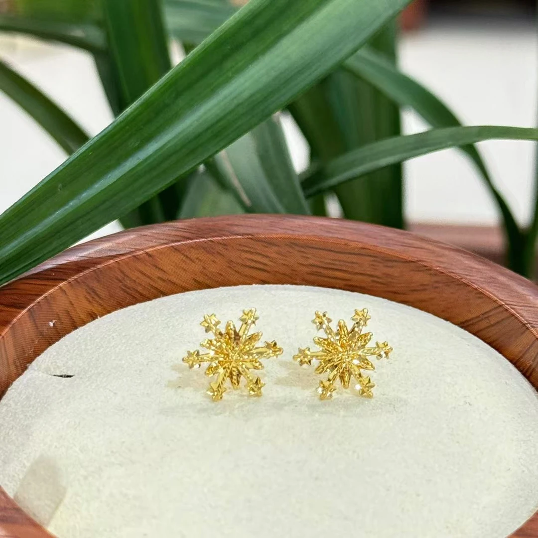 E【雪花耳针】-足金999精工5耳饰