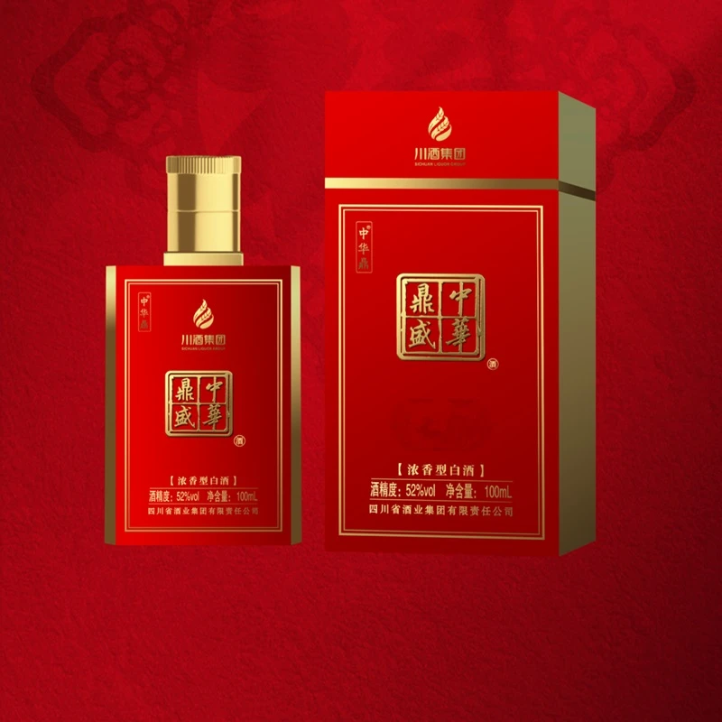 中华鼎川酒集团 中华鼎 浓香型白酒 52度 100ml 单瓶装52度