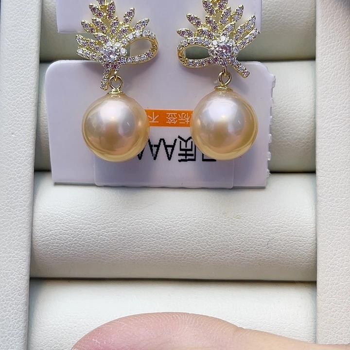 银S925镶嵌淡水珍珠耳饰w25