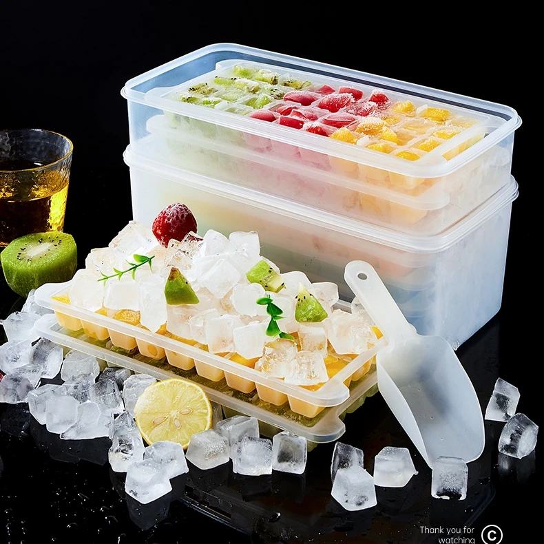 冰格家用冰箱制冰盒大容量塑料储冰盒商用制冰神器冷冻冰块球模具