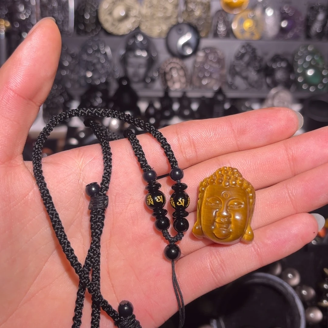 木变石未镶嵌颈饰天然黄虎眼佛头吊坠  假一赔十