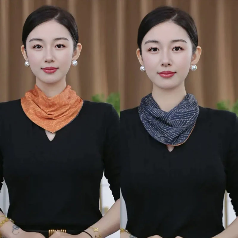 百搭时尚2025初春新款女护颈双面双色磁扣三角巾尺寸（50*27cm）