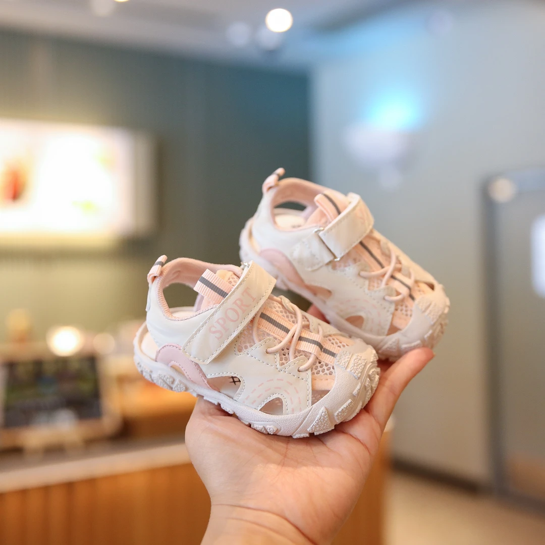 婴儿机能凉鞋软底1一3岁女宝宝学步鞋网面包头防踢幼儿鞋子女童鞋