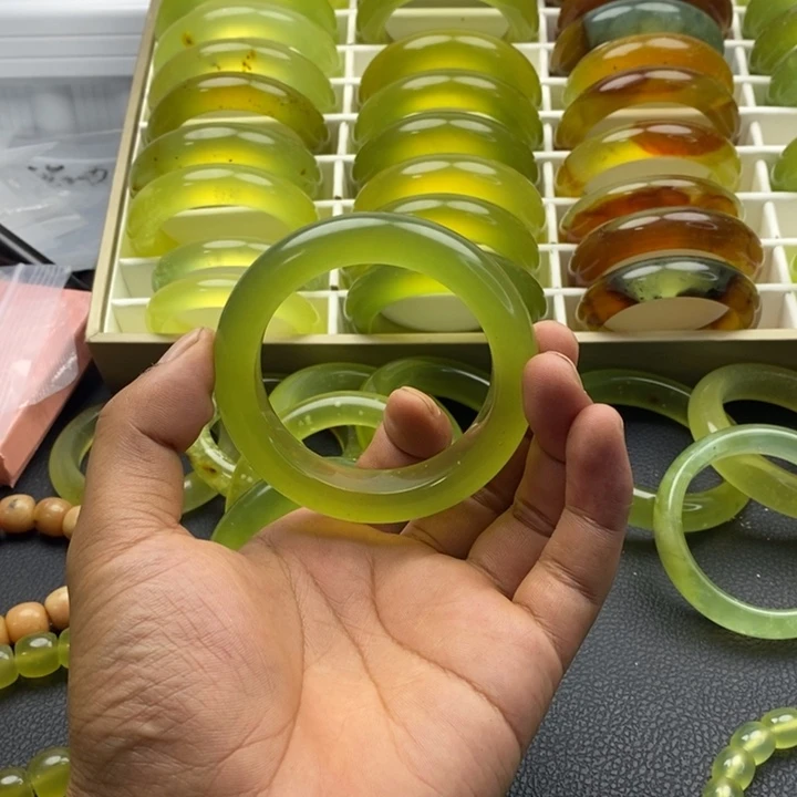 懒***憩蛇纹石玉合金手镯