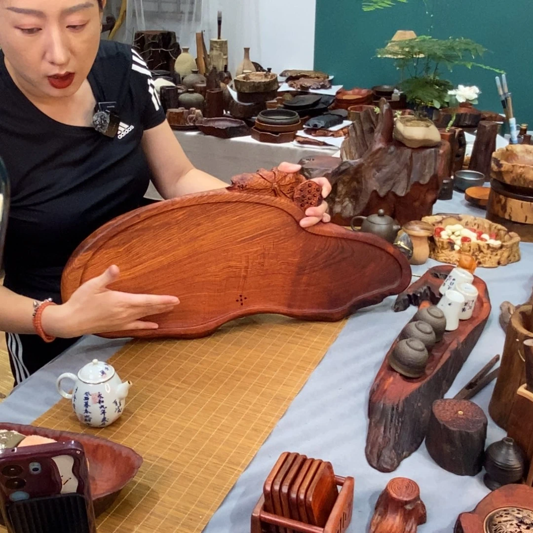 老挝酸枝雕刻茶盘