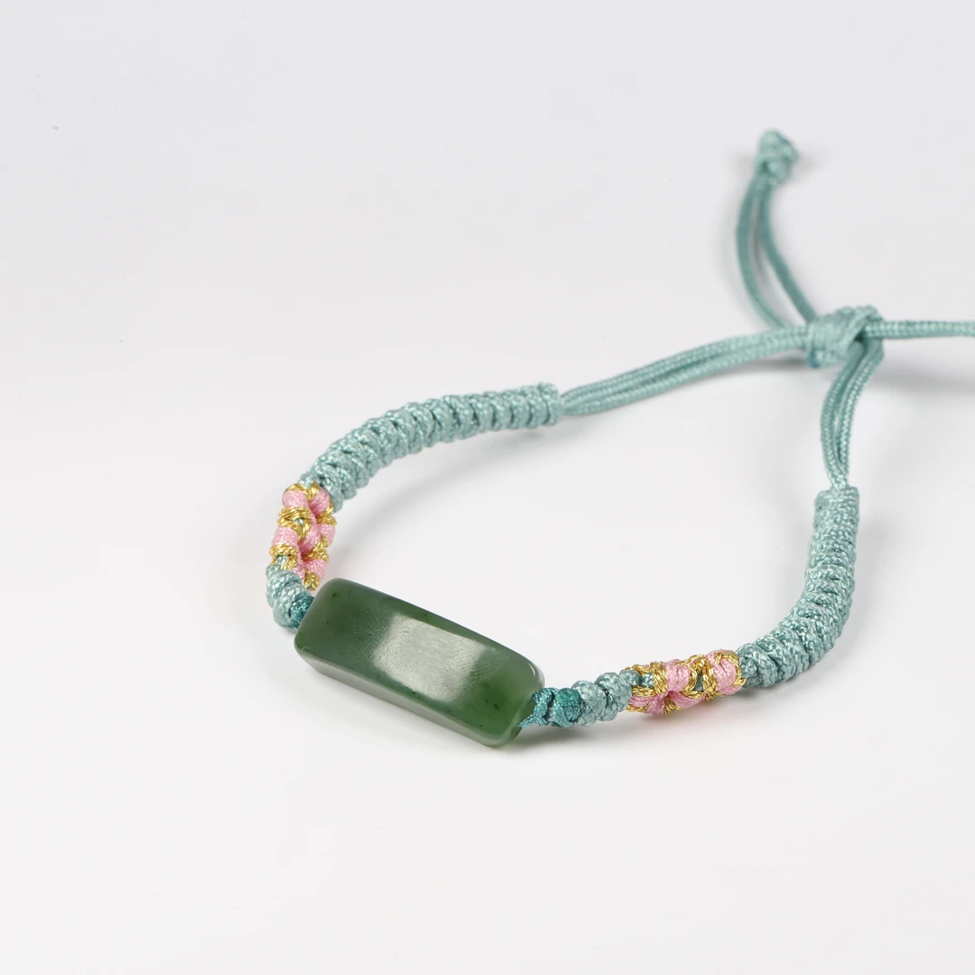 【小娟珠宝】F49 碧玉手工绳手牌 绳子颜色随机 5629