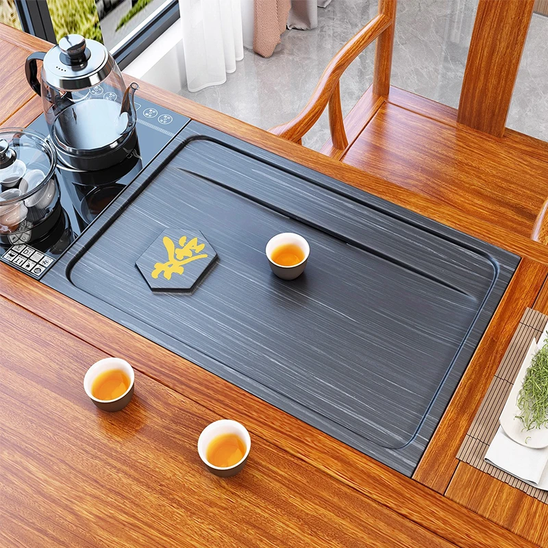 定制桌面大号乌金石茶盘茶桌空位家用中间面板更换内嵌石板干泡