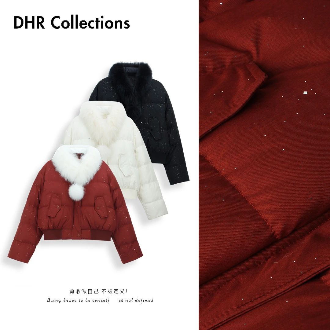 豆豆10【狐狸毛领】90白鸭绒冬季加厚保暖羽绒服外套女-5919825DY