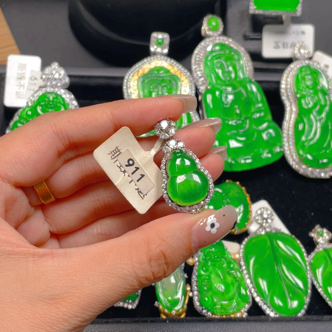 翡翠银S925镶嵌吊坠(不含链)