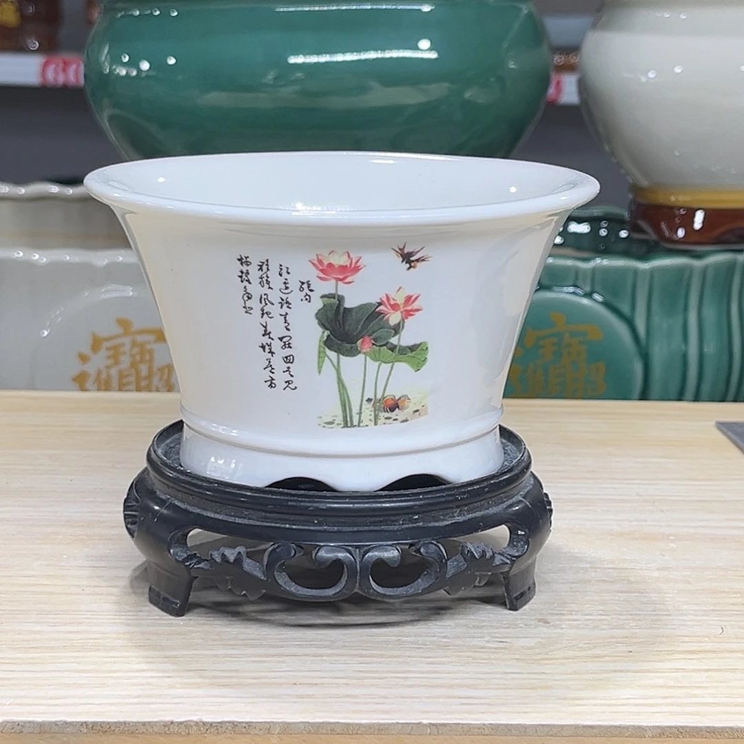 陶瓷绿植多肉微瑕贴花盆口径13*7.5