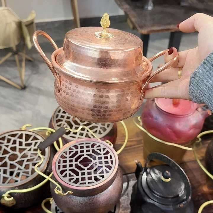 紫铜手工制作双耳锅单人14口径