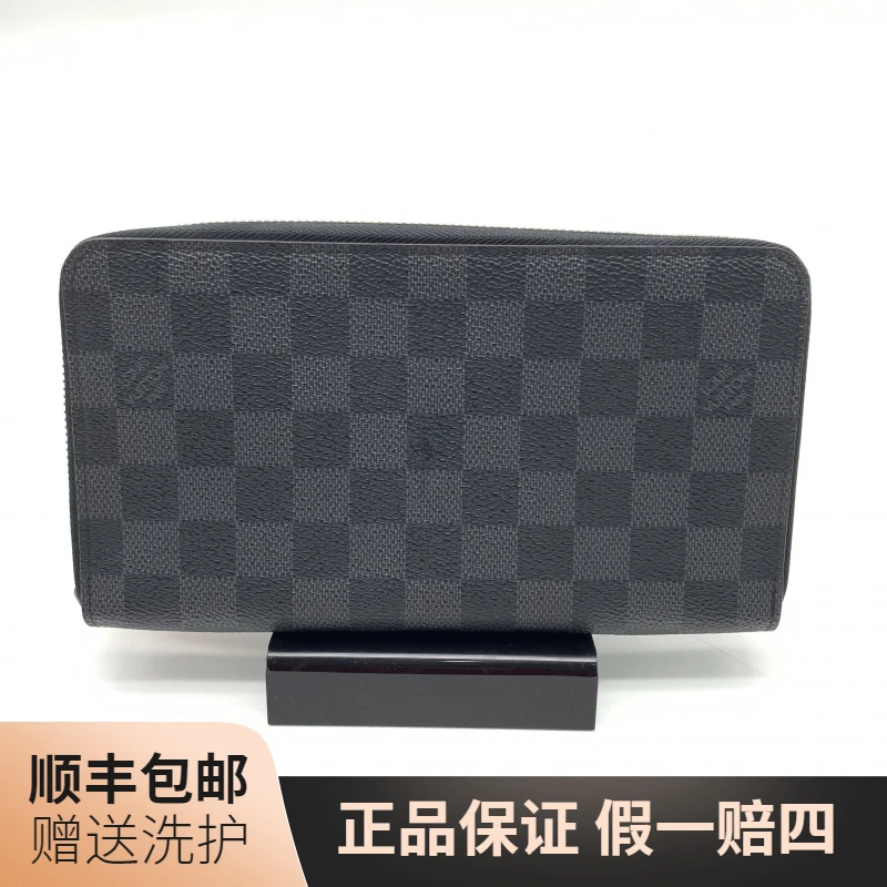 95新 LouisVuitton/路易威登 LV黑棋盘格长款拉链钱包/10020018