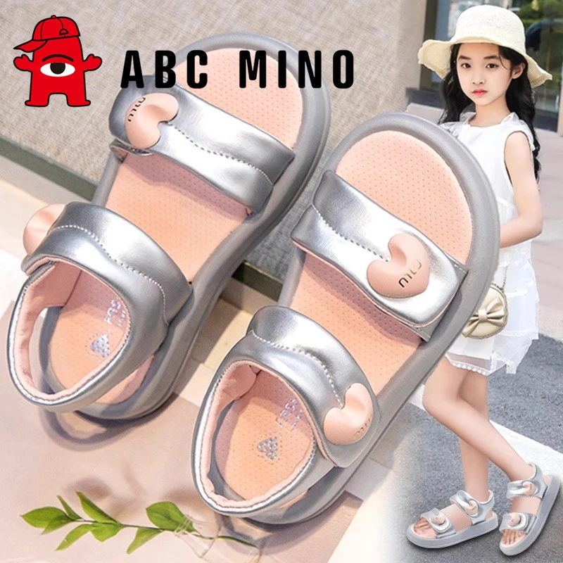 ABC MINO童鞋女童凉鞋夏季新款儿童公主凉拖中大童软底防滑沙滩鞋
