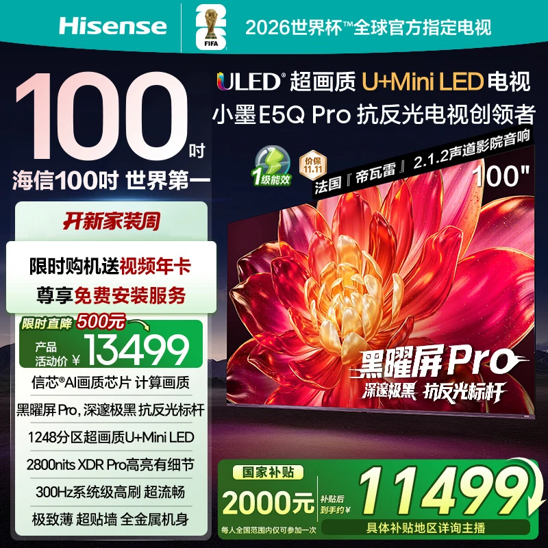 【国补立减】海信小墨E5Q Pro 100英寸 超画质U+MiniLED 电视机