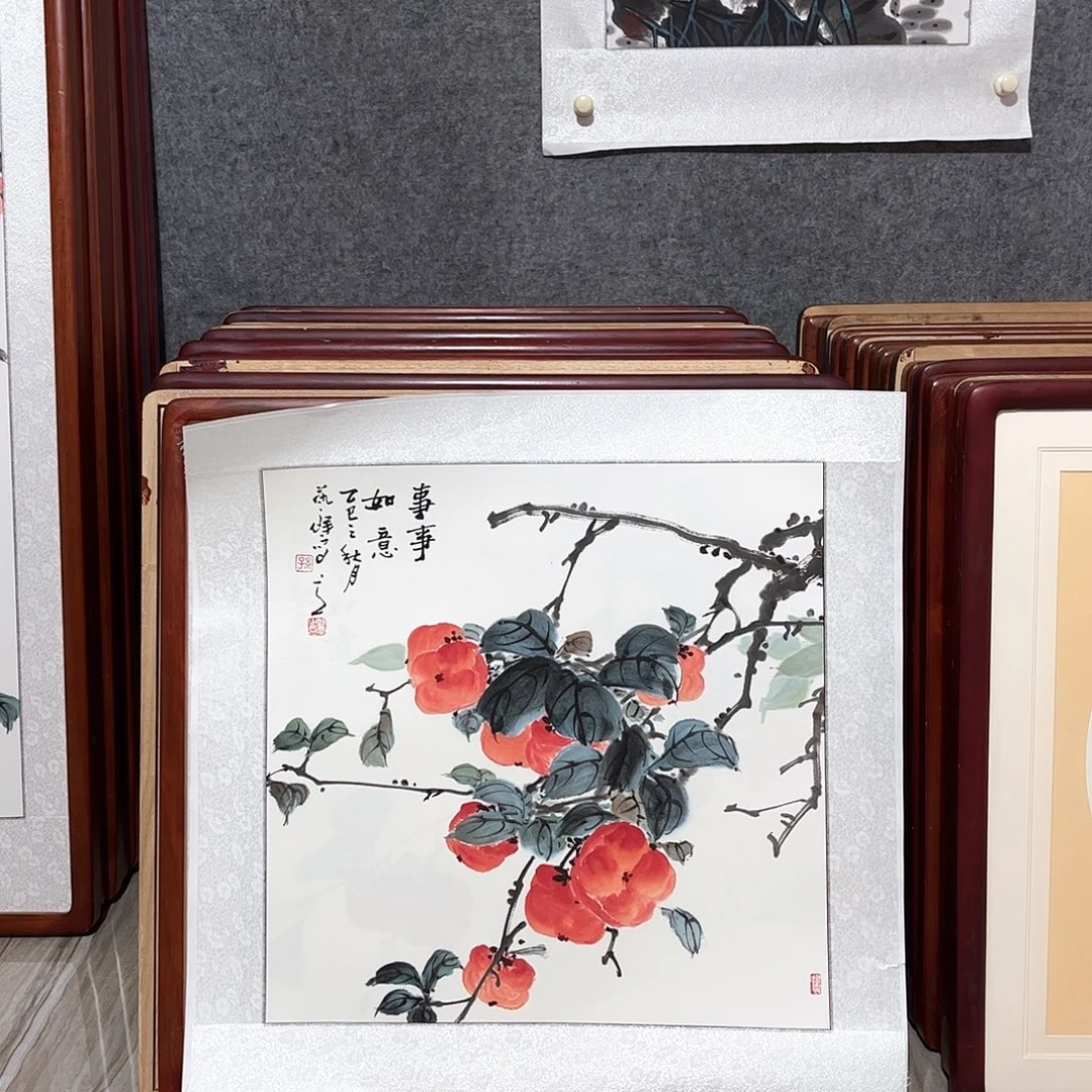 国画书画作品带框63×63
